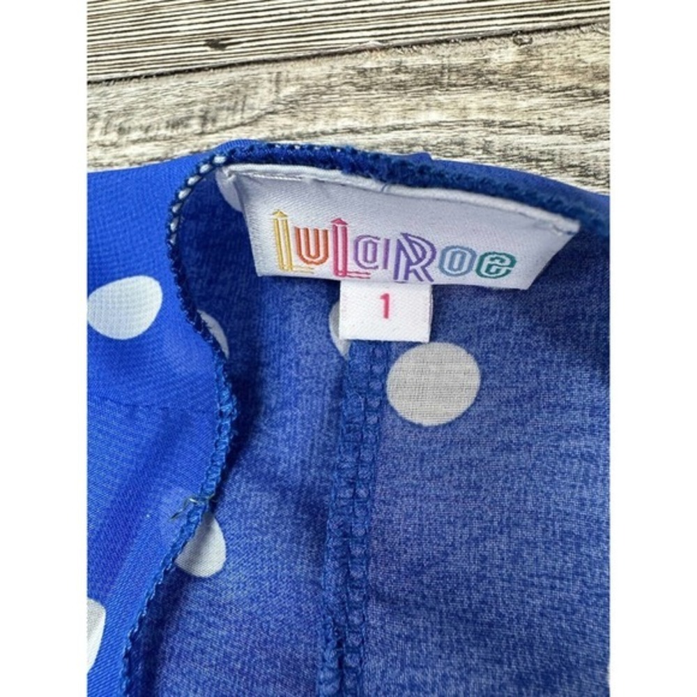 LuLaRoe Girls BIANKA Kimono Size 1 fits (2T-4) Blue & White Polk Dot Beach‎ - Picture 2 of 6